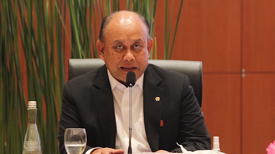 Kepala BGN, Dadan Hindayana saat konfrensi Pers RAPBN dan Nota Keuangan T.A 2026 di Jakarta, Jumat (15/8/2025). (Bloomberg Technoz/Andrean Kristianto)