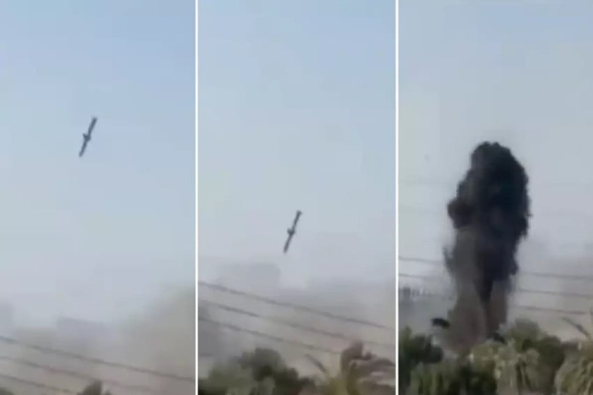 Video jejak rudal jelajah Tomahawk hantam kompleks SD putri di Minab, Iran, membuat Amerika Serikat tidak bisa menyangkal lagi. Foto/Screenshot video Mehr News Agency