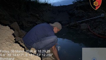 Dittipidter Bareskrim Polri bersama Polres Bombana membongkar aktivitas tambang emas ilegal di Bombana, Provinsi Sulawesi Tenggara. (Dok istimewa).