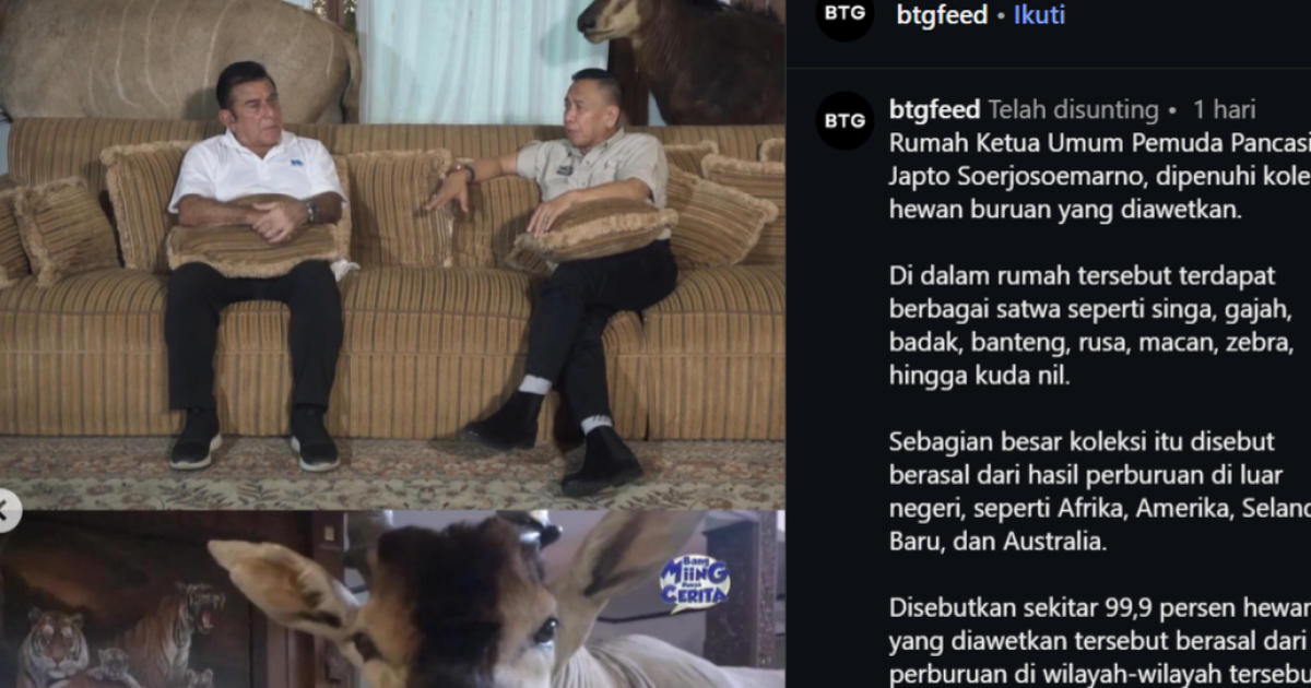 Potret rumah Ketua PP Japto disorot karena koleksi hewan buruan yang diawetkan. (Tangkapan layar Instagram (@btgfeed))