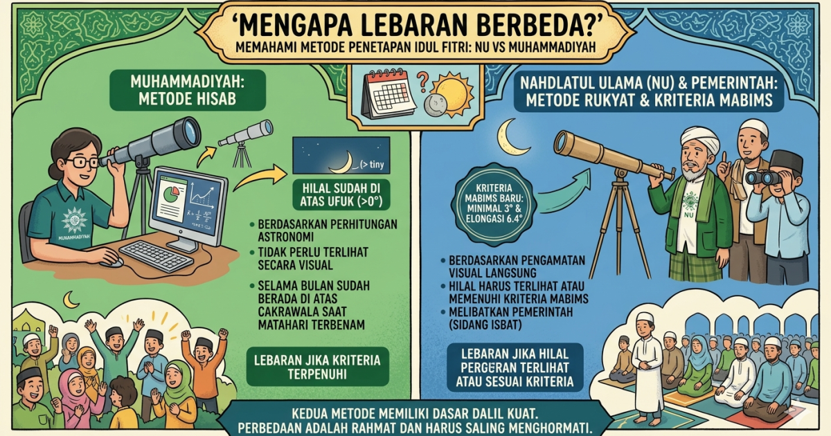 Sering Timbulkan Kontroversi, Memahami Perbedaan Penetapan Idul Fitri: Hisab Muhammadiyah vs Rukyat NU