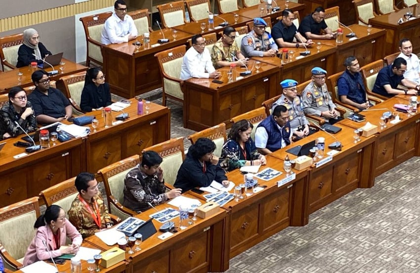 Rapat Dengar Pendapat Umum (RDPU) antara Tim Advokasi untuk Demokrasi (TAUD) bersama Direskrikum Polda Metro Jaya dan Komisi III DPR di Kompleks Parlemen, Senayan, Jakarta Pusat, Selasa (31/3/2026). Foto: Achmad Al Fiqri