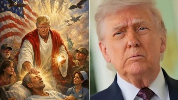 Gambar AI kontroversial yang sempat diposting kemudian dihapus Trump (Reuters)
