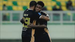 Selebrasi Pemain Dewa United, Alex Martins dan Hugo Gomes Jaja