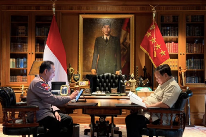 Presiden Prabowo Subianto memanggil Kapolri Jenderal Polisi Listyo Sigit Prabowo ke kediamannya di Hambalang, Bogor, Jawa Barat, pada Jumat (24/4/2026). Foto/BPMI Setpres