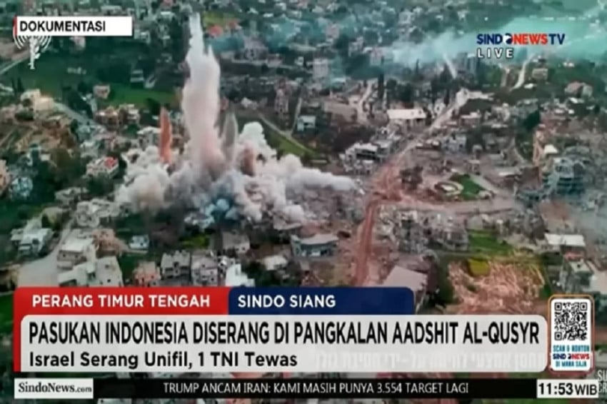 Satu lagi prajurit TNI dalam misi perdamaian UNIFIL di Lebanon, Praka Rico Pramudia gugur akibat ledakan artileri dari tank Israel pada 29 Maret 2026. Foto/Dok.SINDONEWS TV