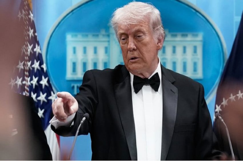 Presiden AS Donald Trump sebut penembakan di Washington tak akan mencegahnya untuk memenangkan perang melawan Iran. Foto/X @dcexaminer