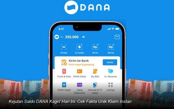 Tampilan notifikasi ponsel yang menunjukkan pemberitahuan saldo DANA Kaget yang berhasil diklaim.