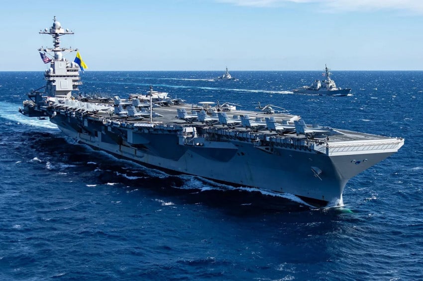 USS Gerald Ford, kapal induk bertenaga nuklir terbesar Angkatan Laut AS, dijadwalkan akan mundur dari perang Iran dan pulang ke AS. Foto/US Navy/Mass Communication Specialist 2nd Class Maxwell Orlosky