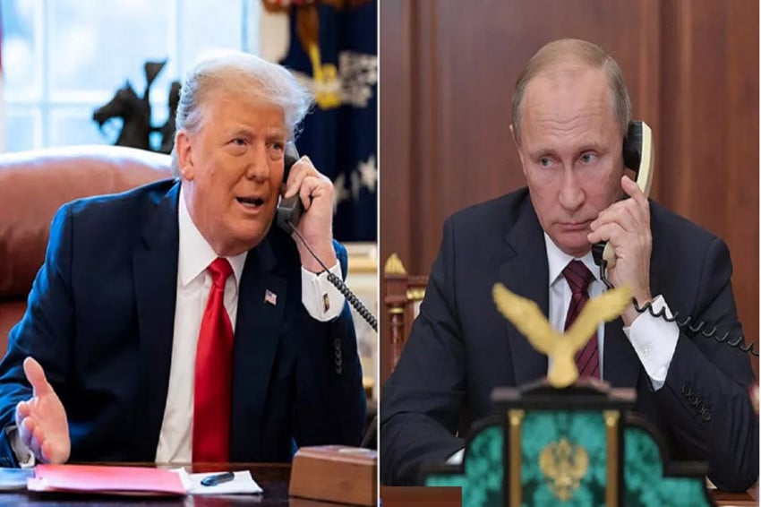Presiden Rusia Vladimir Putin (kanan) berbicara dengan Presiden AS Donald Trump via telepon selama lebih dari 90 menit, membahas perang Iran dan Ukraina. Foto/Belta