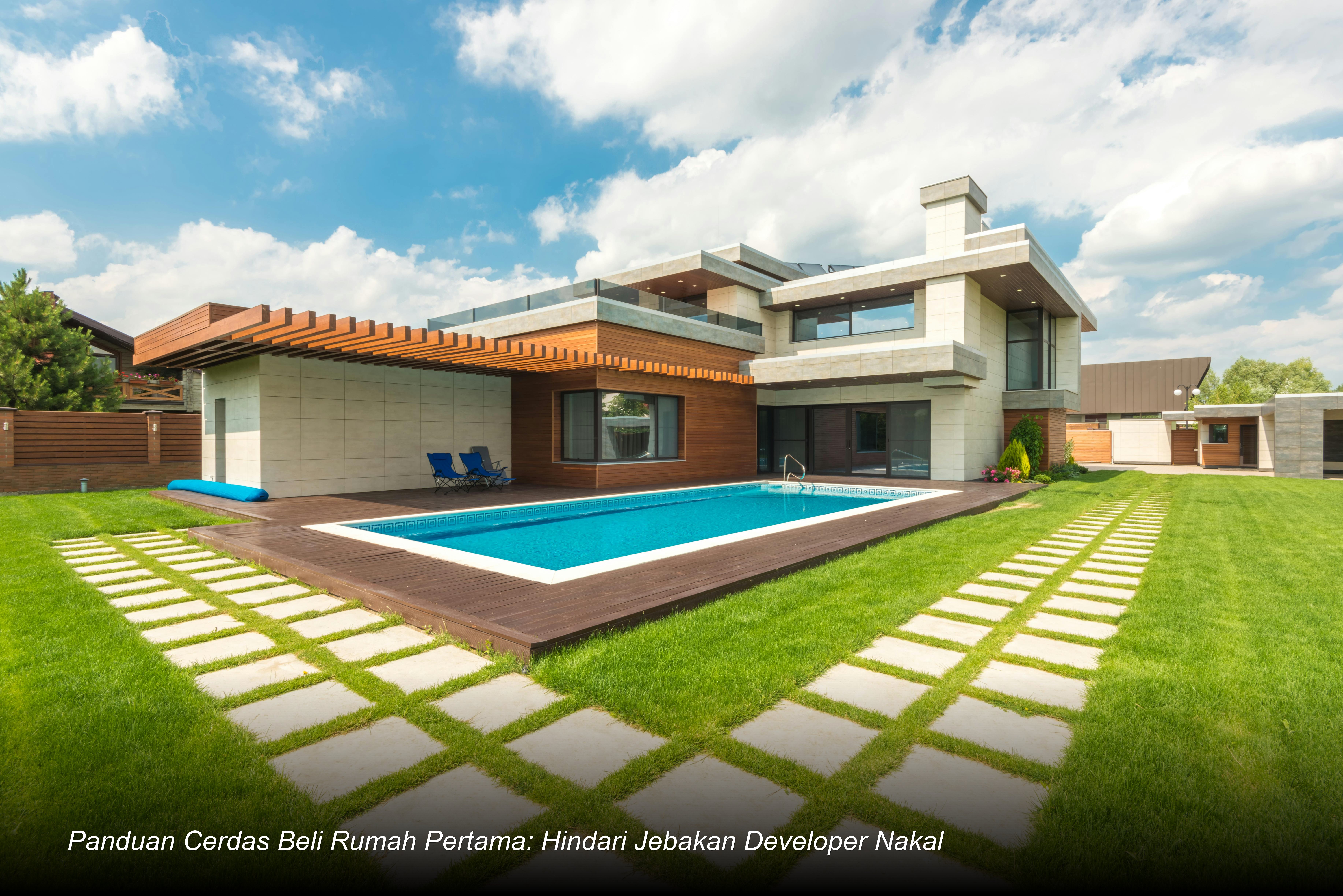 Seorang profesional KPR sedang menjelaskan simulasi cicilan rumah minimalis kepada pasangan muda di depan maket perumahan modern.