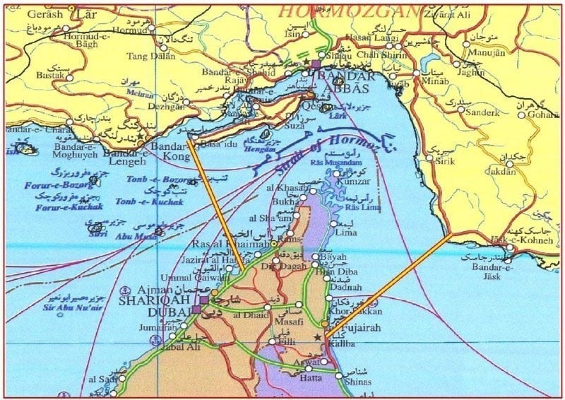Peta Baru Selat Hormuz akan picu konflik Iran melawan negara-negara Arab. Foto/X/@Osint613