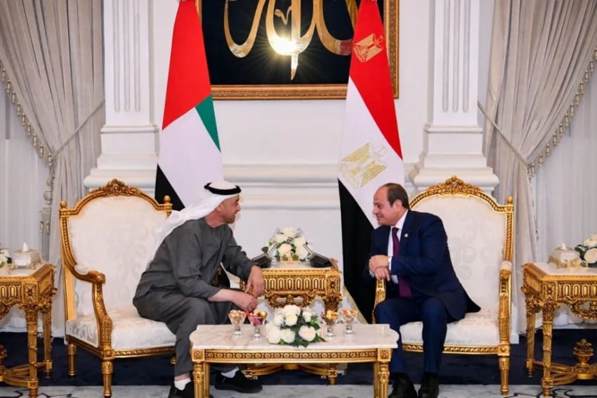 Presiden UEA Mohammed bin Zayed Al Nahyan bertemu Presiden Mesir Abdel Fattah el-Sisi di Kairo, Mesir pada 25 Agustus 2025. Foto/Kepresidenan Mesir/Anadolu Agency