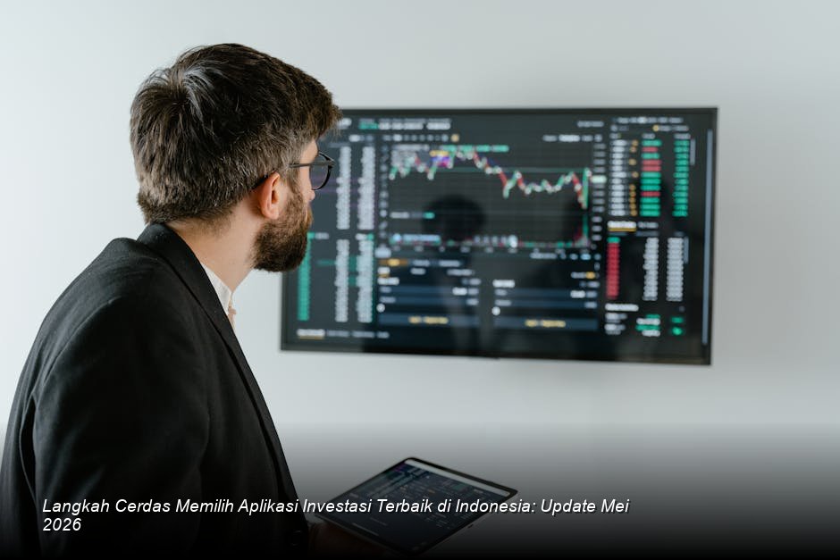 Ilustrasi grafik pertumbuhan investasi digital yang solid dan teratur di layar tablet modern.