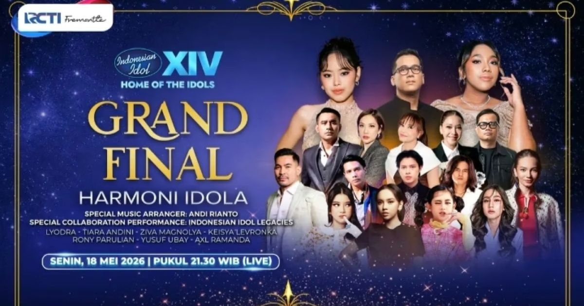 Malam puncak Grand Final Indonesia Idol Season XIV akan di gelar Malam Ini Senin 18 Mei 2026 (Foto: Poster Grand Final Indonesian Idol XIV/RCTI)