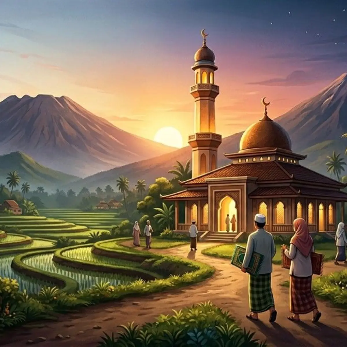 Ilustrasi. Simak jadwal sholat Jawa Timur hari ini. Foto: Gemini AI