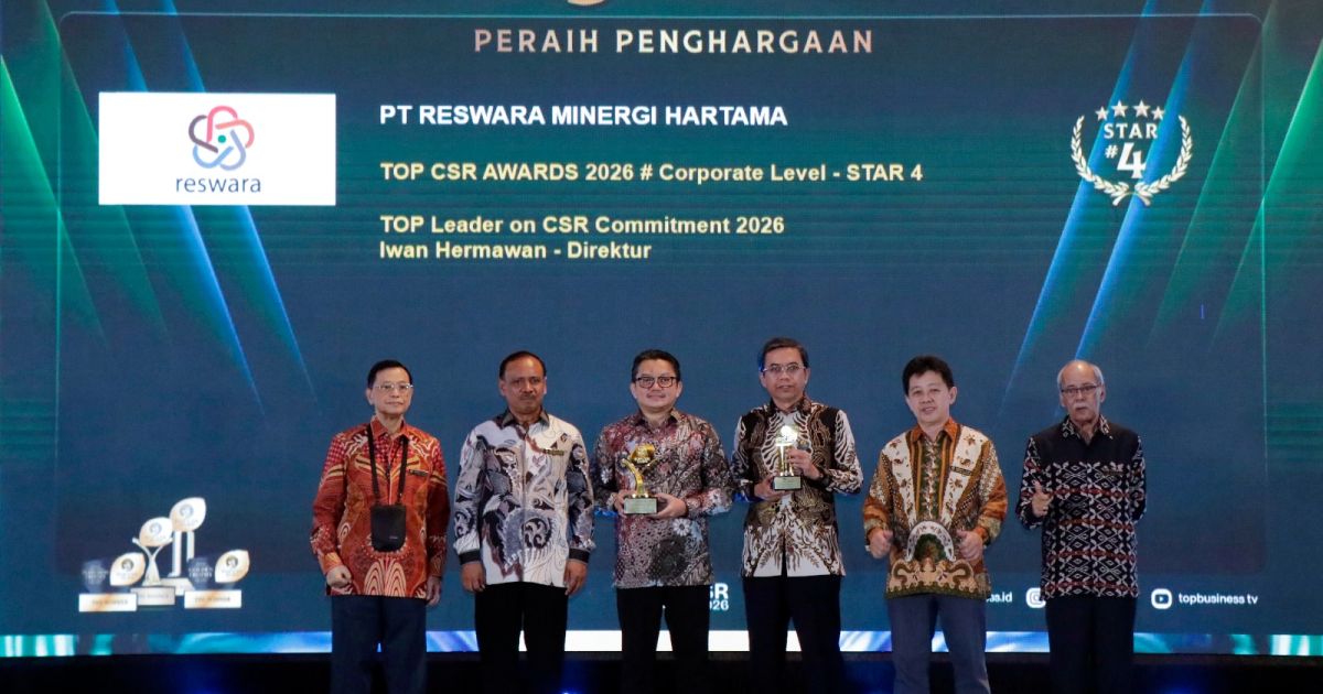PT Reswara Minergi Hartama (Reswara) meraih TOP CSR Awards 2026 atas komitmennya pada program CSR dan ESG yang berorientasi pada pemberdayaan berkelanjutan. [Foto: ist]