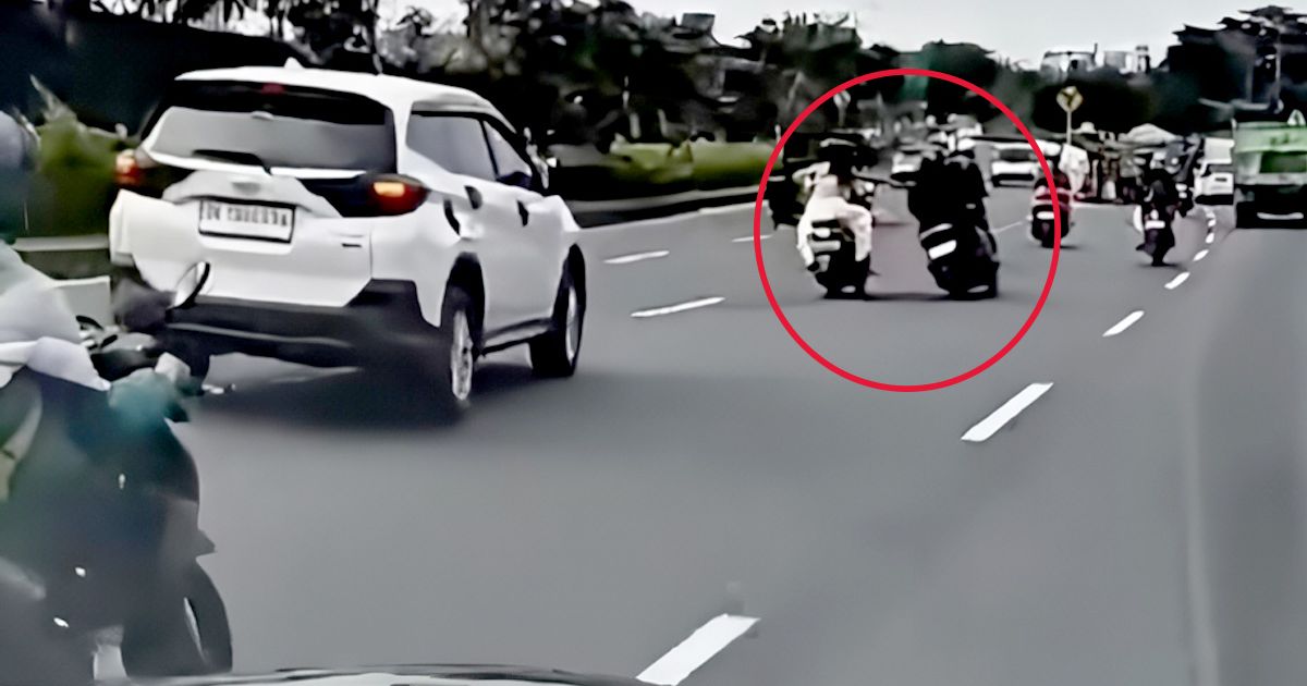 Tangkapan layar video viral turis New Zealand dijambret di Underpass Tuban, Kuta, Bali. (Foto: Dok. Istimewa)