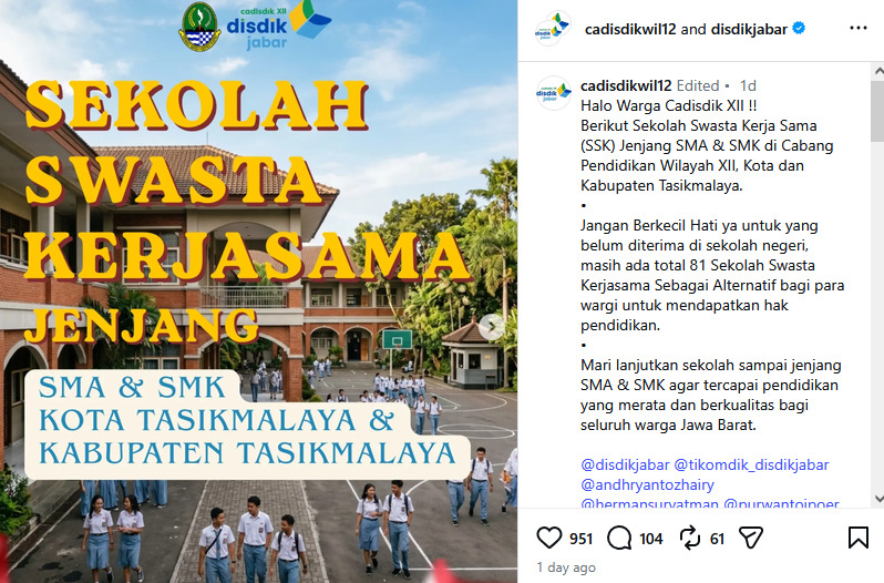 SSK Tasikmalaya. Foto: Instagram @cadisdikwil12