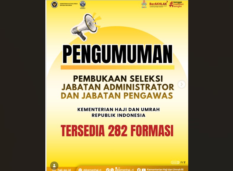 Pengumuman lowongan Kemenhaj. Foto: Kemenhaj
