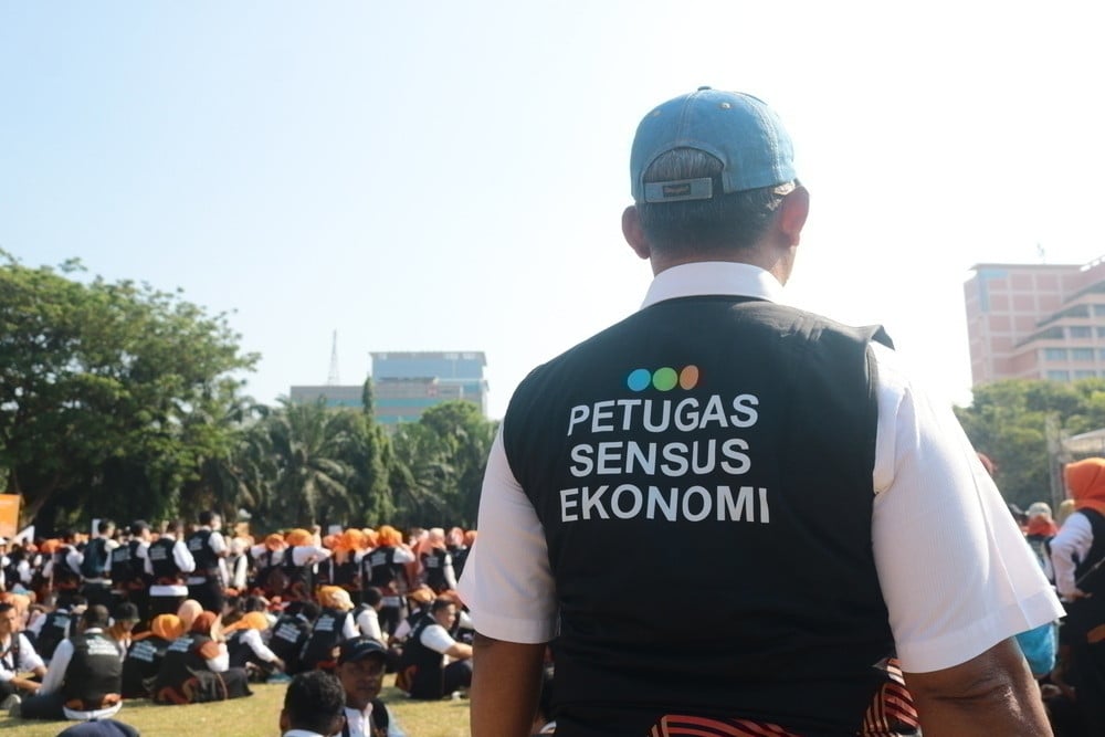 Salah satu peserta apel penerjunan petugas Sensus Ekonomi 2026 yang digelar di Lapangan Pancasila, Simpang Lima, Kota Semarang pada Kamis (19/6/2026)./Bisnis-Muhammad Faisal Nur Ikhsan