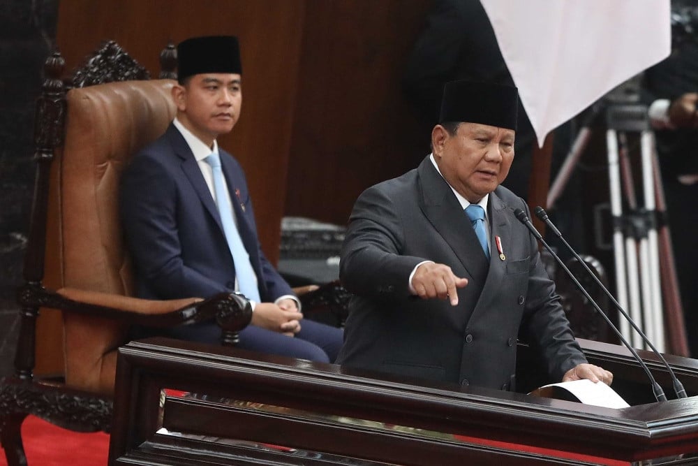 Presiden Prabowo Subianto mengikuti Rapat Paripurna DPR RI ke-19 Masa Persidangan V Tahun Sidang 2025—2026 dalam rangka penyampaian Kerangka Ekonomi Makro (KEM) dan Pokok-Pokok Kebijakan Fiskal (PPKF) RAPBN 2027 di Gedung Nusantara, Kompleks Parlemen, Senayan, Jakarta, Rabu (20/5/2026)./Bisnis-Eusebio Chrysnamurti