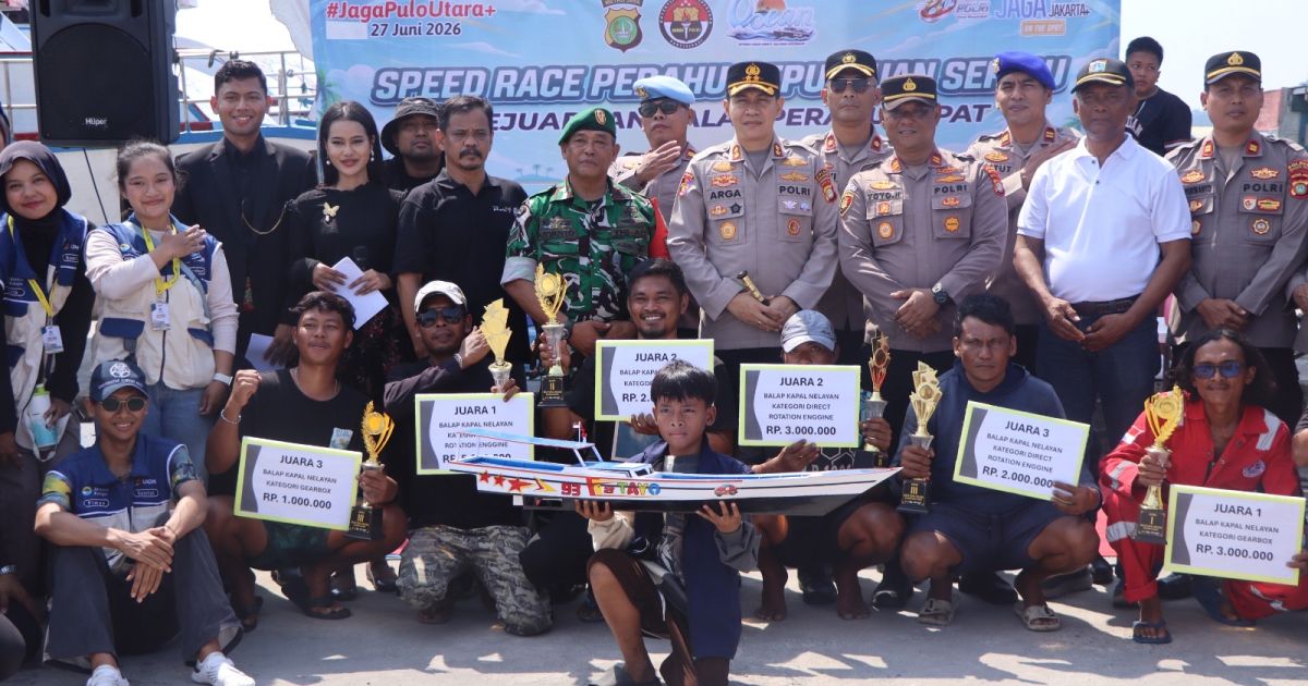 Polres Kepulauan Seribu menggelar lomba mancing dan balap kapal tradisional di Pulau Tidung, Kepulauan Seribu Selatan, Sabtu (27/6/2026). [Foto: Polres Kepulauan Seribu]