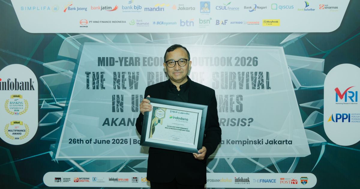 PT Indodana Multi Finance (Indodana Finance) meraih penghargaan The Excellent Performance Multifinance Company dari Infobank. (Foto: ist)