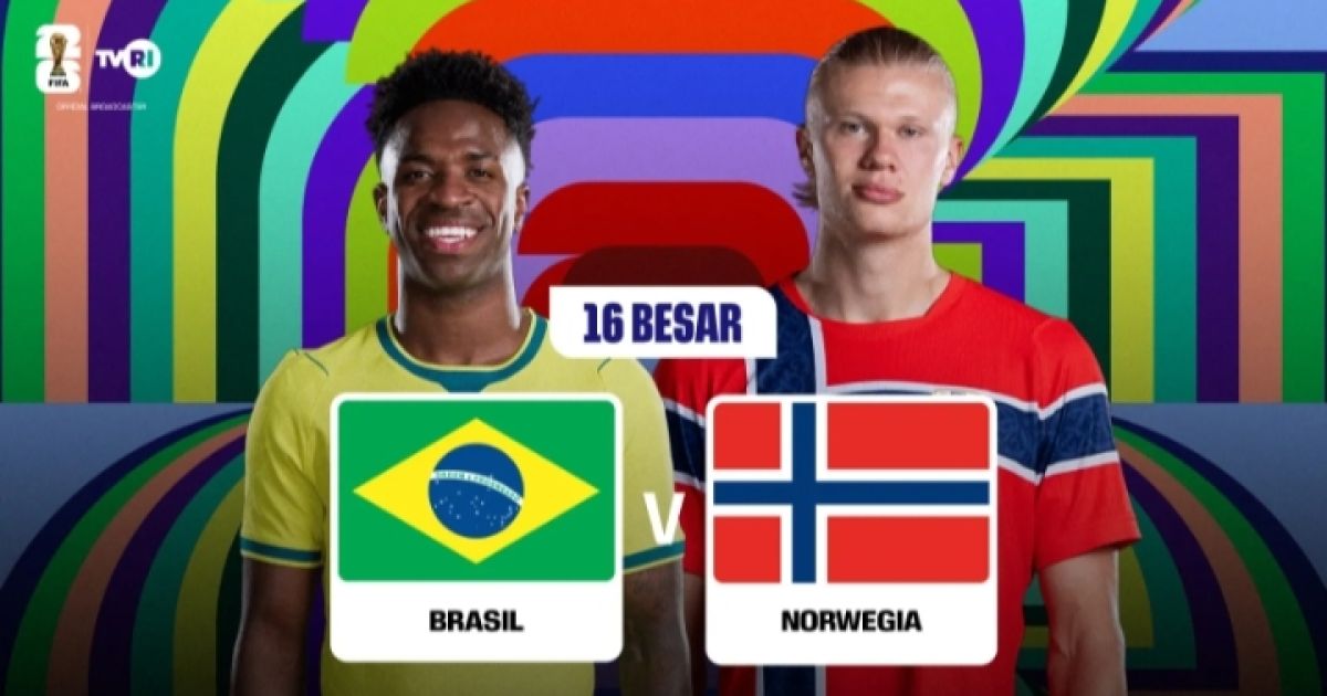 Jadwal Piala Dunia 2026 Senin 6 Juli: Brasil Tantang Norwegia, Meksiko Hadapi Inggris (Foto: Norwegia vs Brasil di 16 besar Piala Dunia 2026/TVRI Sport)
