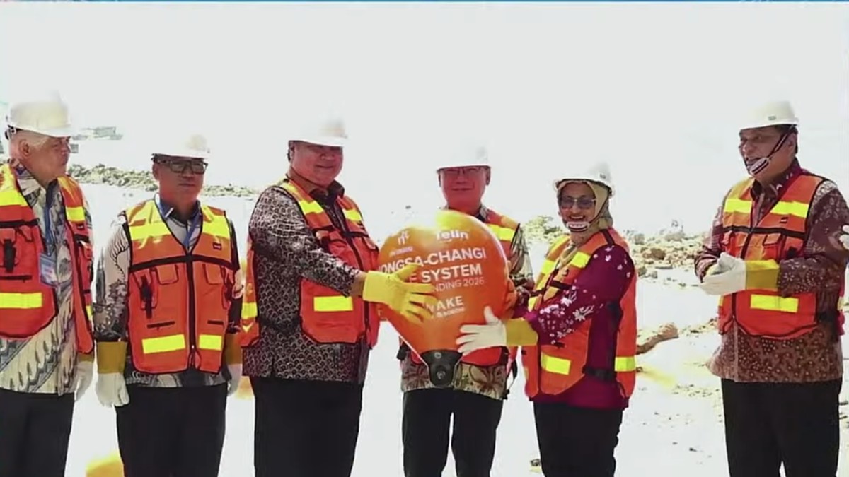 Foto: Menko Perekonomian, Airlangga Hartarto saat menghadiri acara pendaratan kabel bawah laut Nongsa Changi Cable di Nongsa Digital Park, Batam, Kepulauan Riau, Senin (20/7/2026). (Tangkapan Layar Youtube/PerekonomianRI)