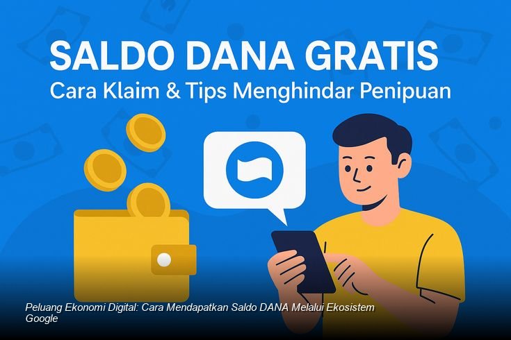 Seorang pengguna sedang meninjau notifikasi saldo DANA di ponsel pintar mereka yang terhubung dengan layanan Google.