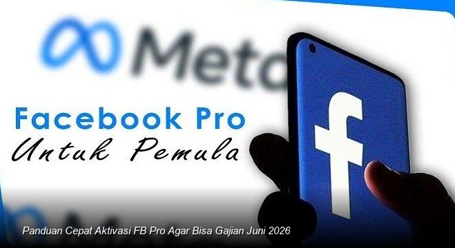 Ilustrasi tampilan dashboard Facebook Professional Mode di smartphone menunjukkan statistik pertumbuhan followers dan notifikasi potensi pembayaran iklan.
