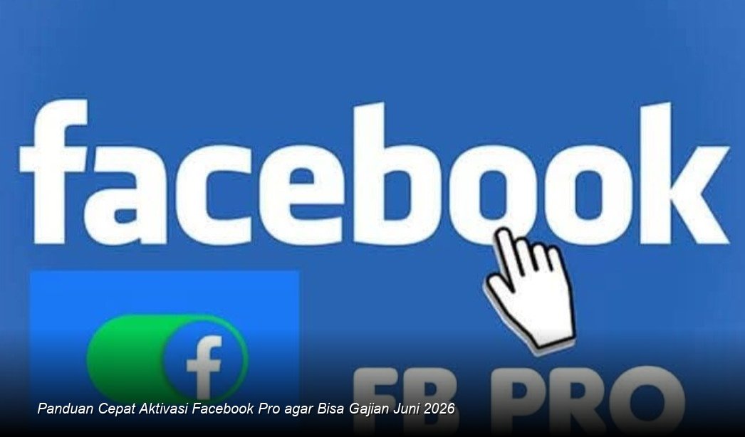 Ilustrasi tampilan antarmuka Facebook Professional Mode di smartphone yang menunjukkan dashboard analitik dengan peningkatan followers yang signifikan.