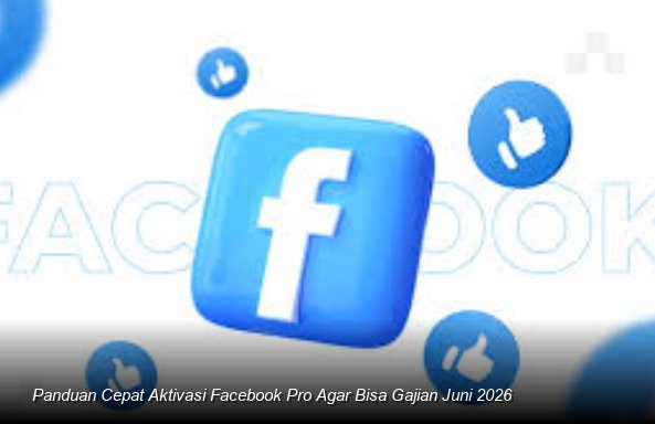 Ilustrasi tampilan dasbor Facebook Professional Mode di smartphone yang menunjukkan grafik pertumbuhan pengikut dan notifikasi 'Anda Memenuhi Syarat Monetisasi'.