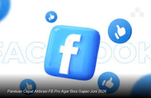 Ilustrasi tampilan dasbor Facebook Professional Mode di smartphone yang menunjukkan grafik pertumbuhan followers dan notifikasi potensi pendapatan.