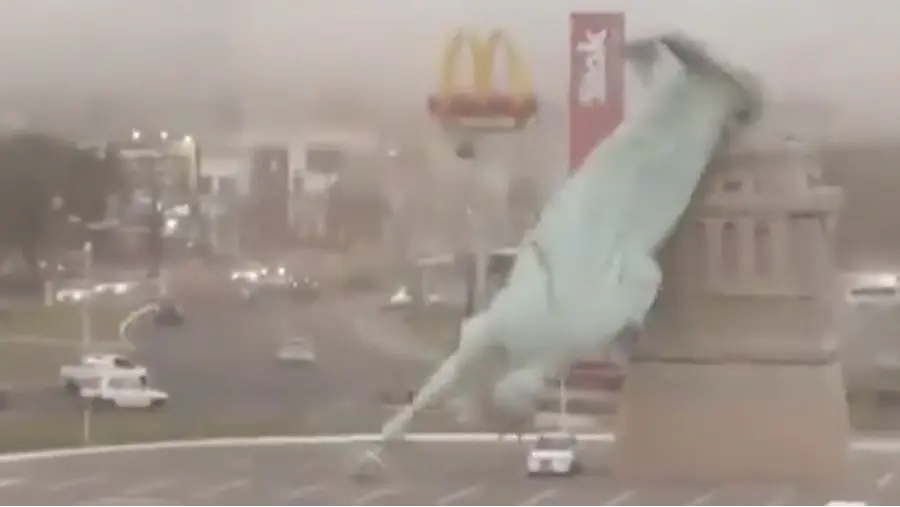 Kiamatkah Ini? Patung Liberty Roboh, Pertanda Buruk Bagi Dunia?