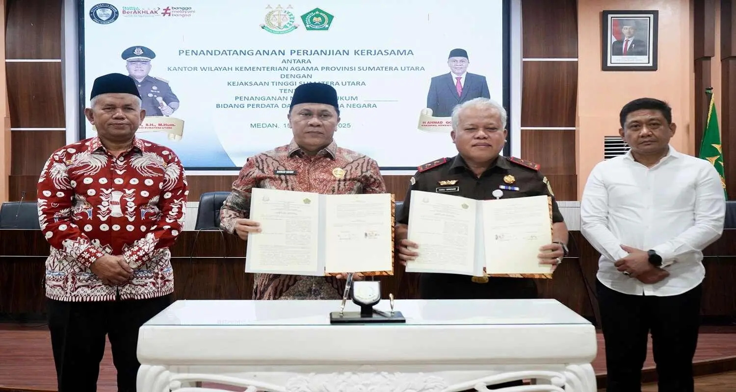 Kanwil Kemenag Sumut-Kejati Sumut Teken MoU Perkuat Kerja Sama Bidang Perdata dan TUN