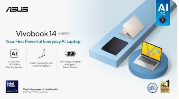 Asus Vivobook 14 (A1407CA), Laptop AI Murah dengan Intel Core Ultra