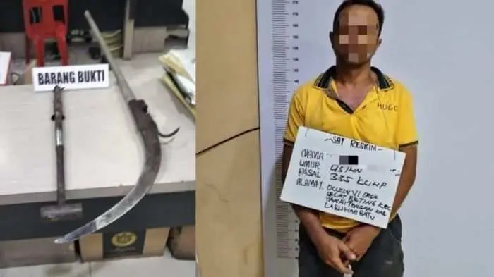 Polres Labuhanbatu Amankan Pria Pengancam Bermodal Arit