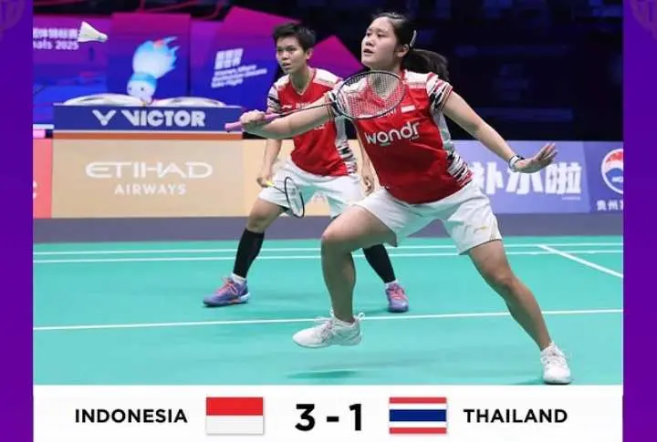 Tumbangkan Thailand 3-1, Tim Indonesia Lolos ke Semi Final Piala Sudirman 2025  ‎
