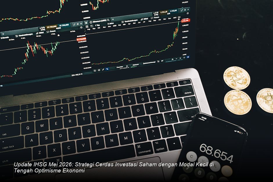 Ilustrasi grafik saham berwarna hijau cerah yang menunjukkan tren kenaikan stabil di layar monitor modern.