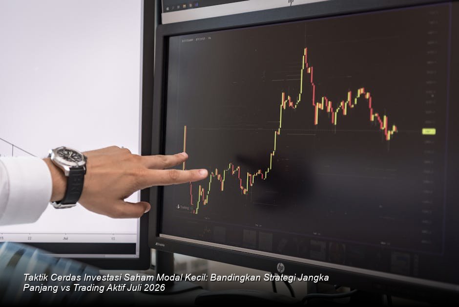 Tampilan grafik saham yang menunjukkan tren kenaikan harga yang stabil dengan latar belakang kantor bursa saham modern.