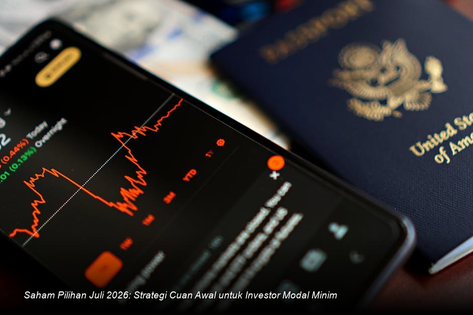 Grafik candlestick saham berwarna hijau yang menunjukkan tren kenaikan yang stabil di layar monitor yang modern.