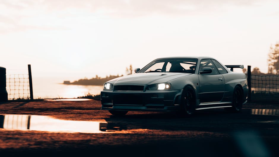 Sebuah mobil listrik modern dengan tampilan dasbor digital canggih yang menampilkan sistem navigasi berbasis kecerdasan buatan.